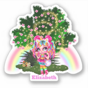 Unicorn rainbow girl cherry blossom tree DIY name