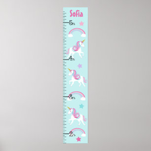 Unicorn & Rainbow Girl Growth Chart Keep at 8x44!