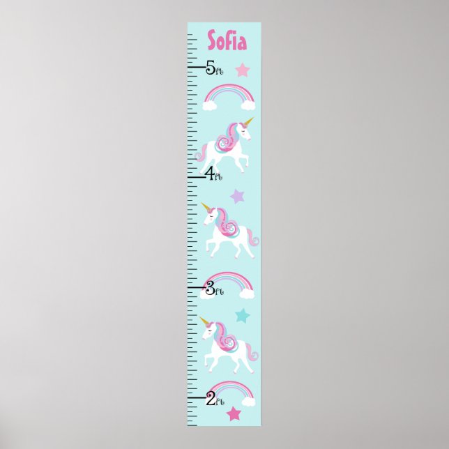 Unicorn & Rainbow Girl Growth Chart Keep at 8x44! (Front)