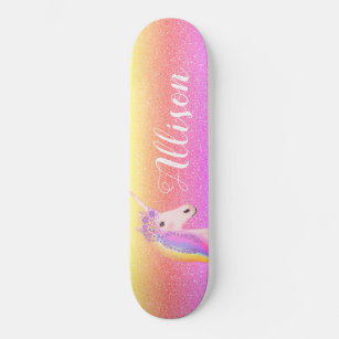 Unicorn Rainbow Glitter Sparkles Personalised Skateboard