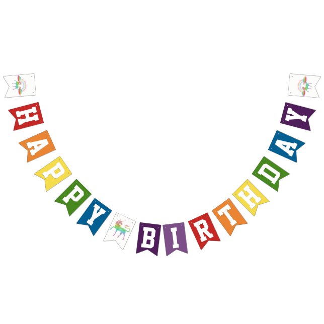 Unicorn Rainbow Happy Birthday Party Bunting (All)