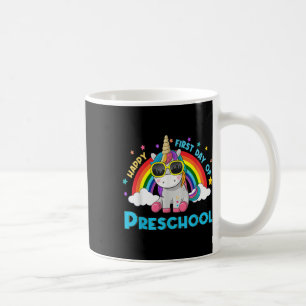 Unicorn Rainbow Happy First Day Of Preschool Back Coffee Mug