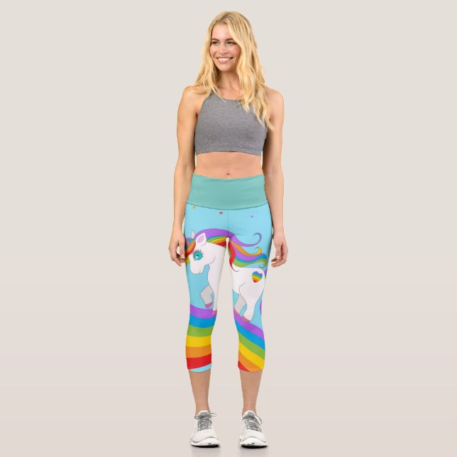 UNICORN RAINBOW HIGH WASIT CAPRI YOGA LEGGINGS (Front)