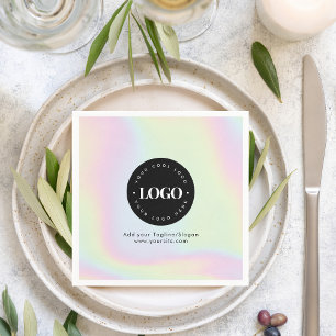 Unicorn Rainbow Holographic Pastel Business Logo  Napkin