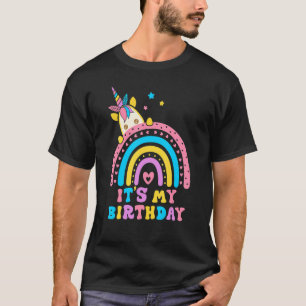 Unicorn Rainbow It's My Birthday Funny Colourful P T-Shirt