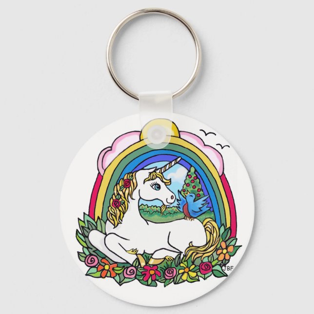 Unicorn & Rainbow Key Ring (Front)