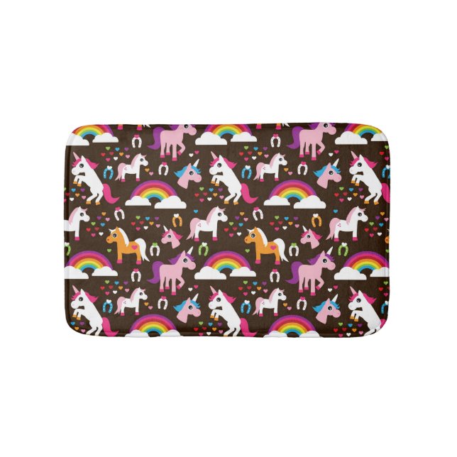 unicorn rainbow kids background horse bath mat (Front)
