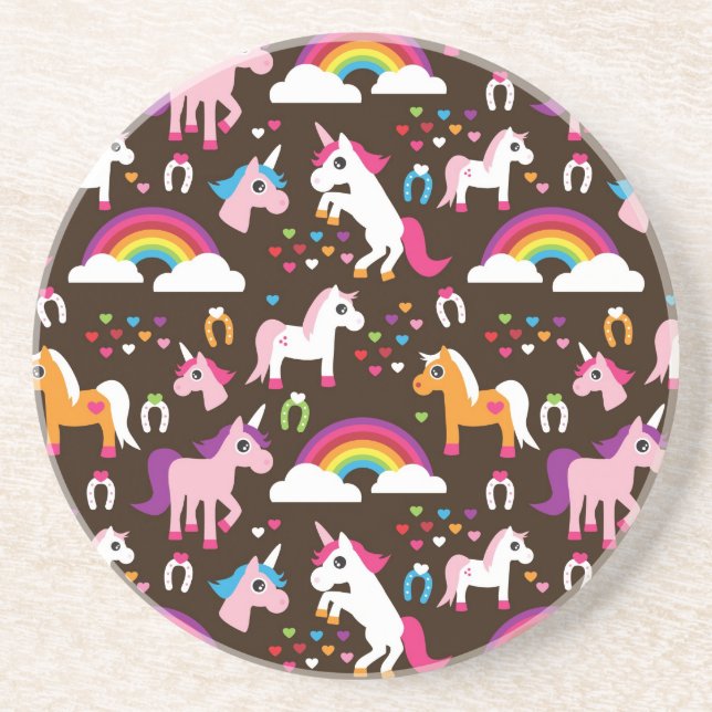 unicorn rainbow kids background horse coaster (Front)