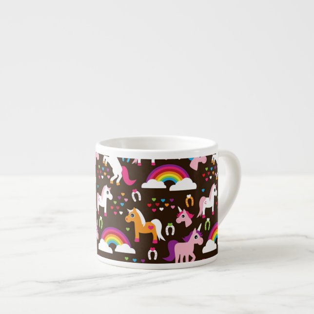 unicorn rainbow kids background horse espresso cup (Front Right)