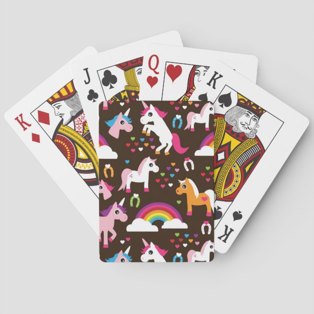 unicorn rainbow kids background horse playing cards (Back)