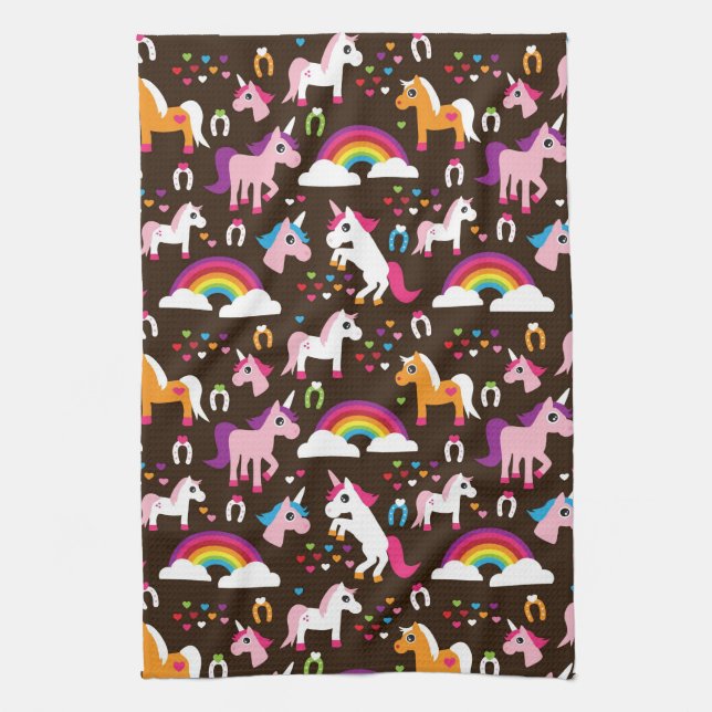 unicorn rainbow kids background horse tea towel (Vertical)