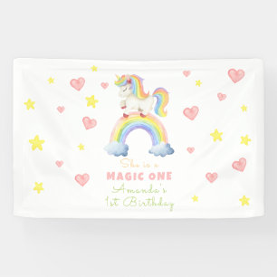 Unicorn Rainbow Magic One First Birthday Banner