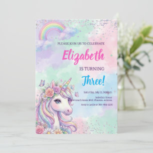 Unicorn Rainbow Magical Birthday Invitation