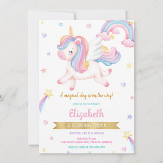 Unicorn Rainbow Magical Birthday Invitation