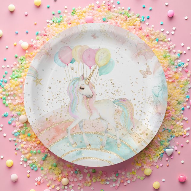 Unicorn Rainbow Magical Birthday Paper Plate (Creator Uploaded)
