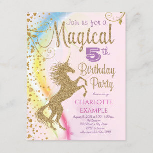 Unicorn Rainbow Magical Birthday Party Invitations