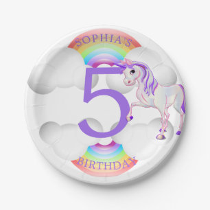 Unicorn Rainbow Magical Cute Age Birthday Paper Plate