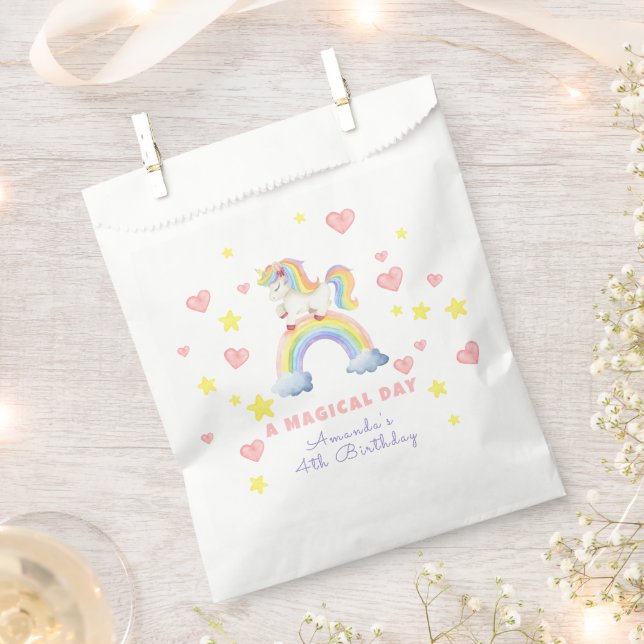 Unicorn Rainbow Magical Day Birthday Favour Bags (Clipped)