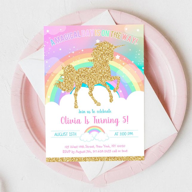 Unicorn Rainbow Magical Day Birthday Invitation (Creator Uploaded)