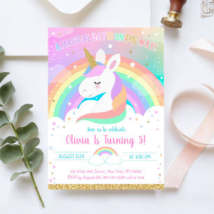 Unicorn Rainbow Magical Day Birthday Invitation