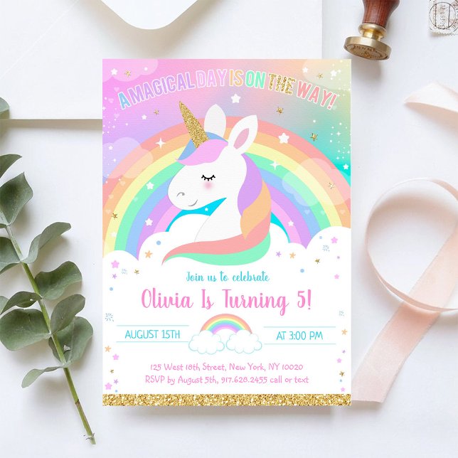 Unicorn Rainbow Magical Day Birthday Invitation (Creator Uploaded)