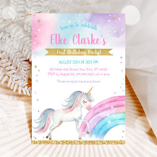 Unicorn Rainbow Magical Day Birthday Invitation