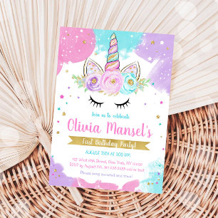 Unicorn Rainbow Magical Day Birthday Invitation