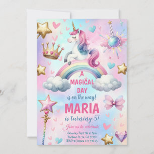 Unicorn Rainbow Magical day Birthday Party  Invitation