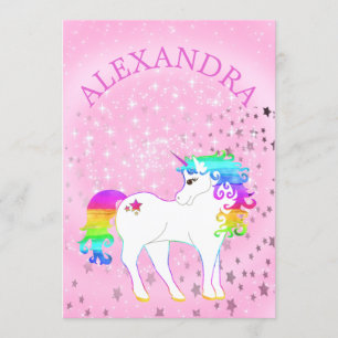 Unicorn Rainbow Magical Pink Cute Birthday Invitation
