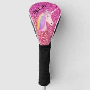 Uniçorn Rainbow Magical Pink Glitter Personalised Golf Head Cover