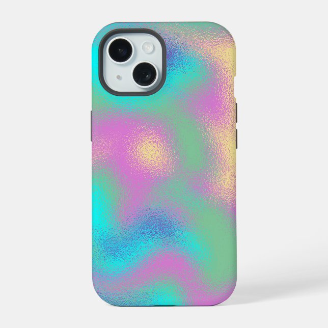 Unicorn Rainbow Metallic Foil Effect iPhone 15 Case (Back)