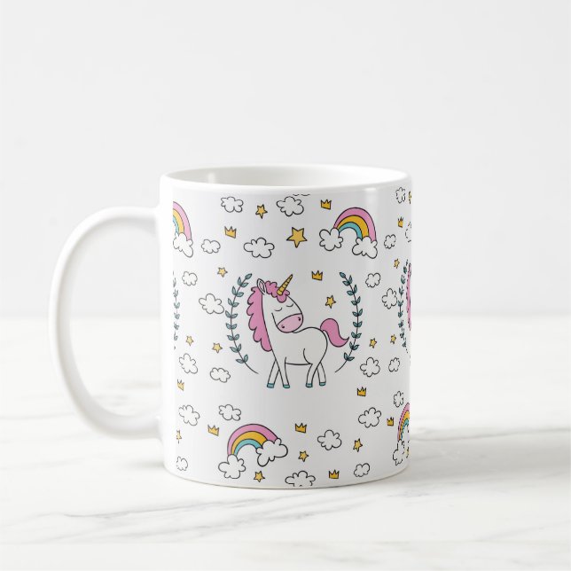 Unicorn Rainbow Mug Clouds Stars Gift (Left)