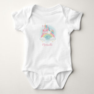 Unicorn Rainbow Name Personalised Baby Bodysuit