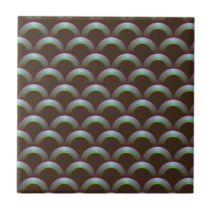 Unicorn Rainbow Pastel Colours Dark Brown Magic Tile
