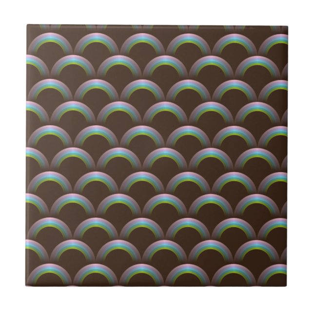 Unicorn Rainbow Pastel Colours Dark Brown Magic Tile (Front)