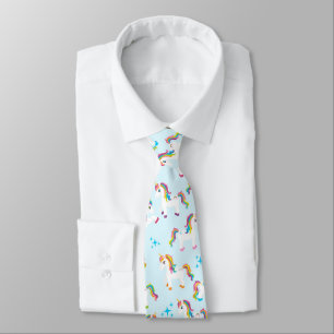 Unicorn rainbow pattern magical fun tacky tie