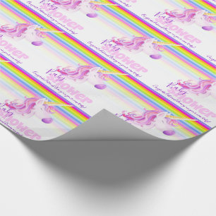 Unicorn rainbow personalised baby shower wrapping wrapping paper