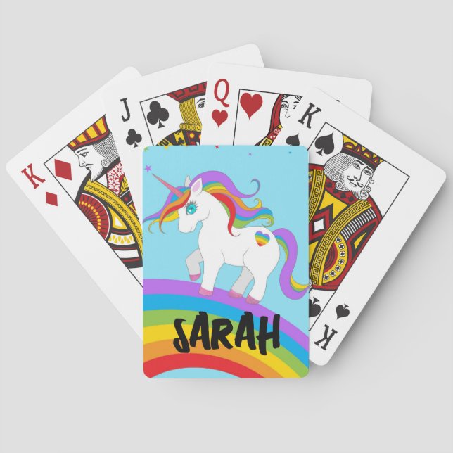 UNICORN RAINBOW PERSONALIZED PLAYING CARDS (Back)