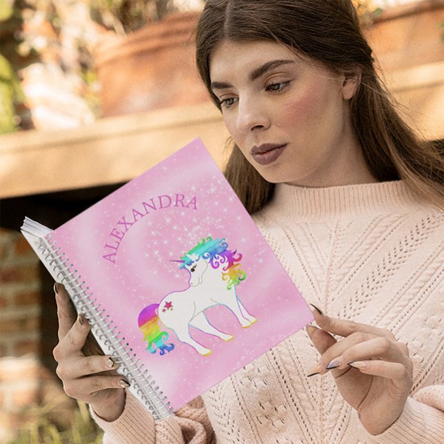 Unicorn Rainbow Pink Cute Customised Notebook (Creator Uploaded)