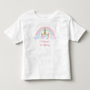 Unicorn Rainbow Pink Gold 1st Birthday Toddler T-Shirt
