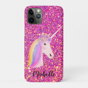 Unicorn Rainbow Pink Gold Glitter Sparkle Custom iPhone 11 Pro Case
