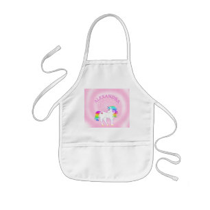 Unicorn Rainbow Pink Stars Cute Kids Craft Cooking Kids Apron
