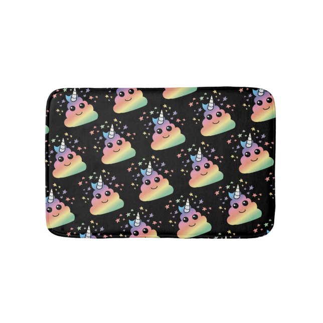 Unicorn Rainbow Poop Emoji Bath Mat (Front)