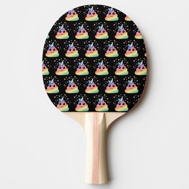Unicorn Rainbow Poop Emoji Kawaii Ping Pong Paddle (Front)