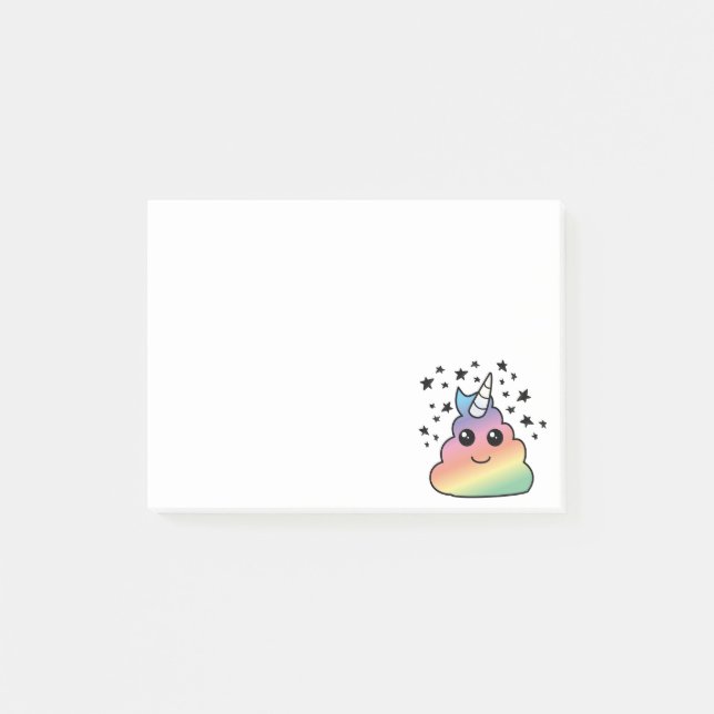Unicorn Rainbow Poop Emoji Kawaii Post-it Notes (Front)