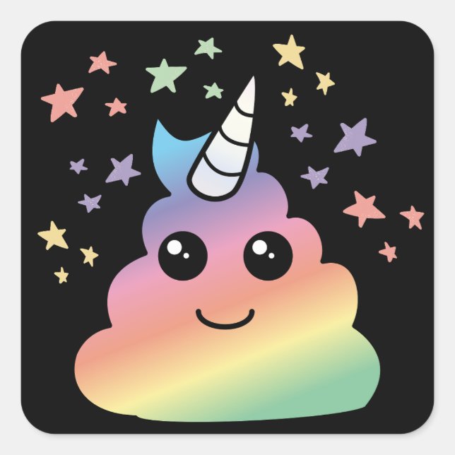 Unicorn Rainbow Poop Emoji Kawaii  Square Sticker (Front)