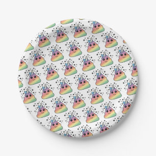 Unicorn Rainbow Poop Emoji Paper Plate