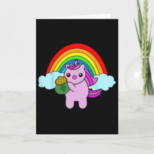 Unicorn Rainbow Pot Of Gold St. Patricks Day Costu Card