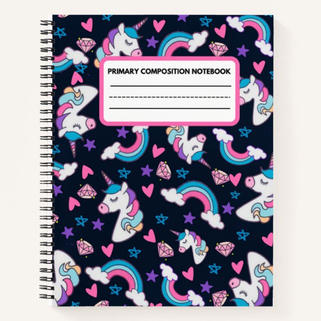 Unicorn Rainbow Primary composition Notebook (Front)