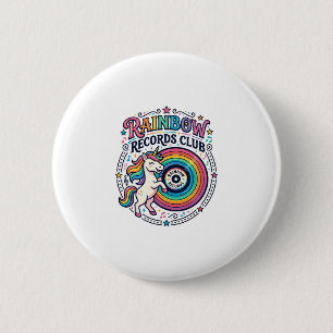Unicorn Rainbow Records Club White Background Cute 6 Cm Round Badge